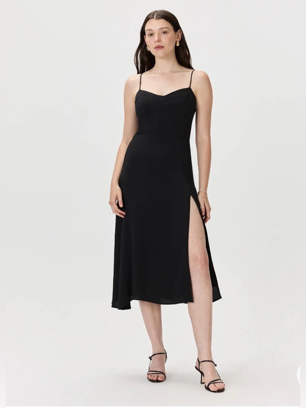 🖤Quince Lightweight Crepe Sweetheart Midi Dress 🖤